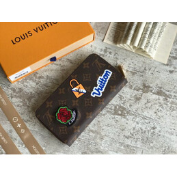 Replica Louis Vuitton Brown Monogram Multicolor Patch Zippy Wallet