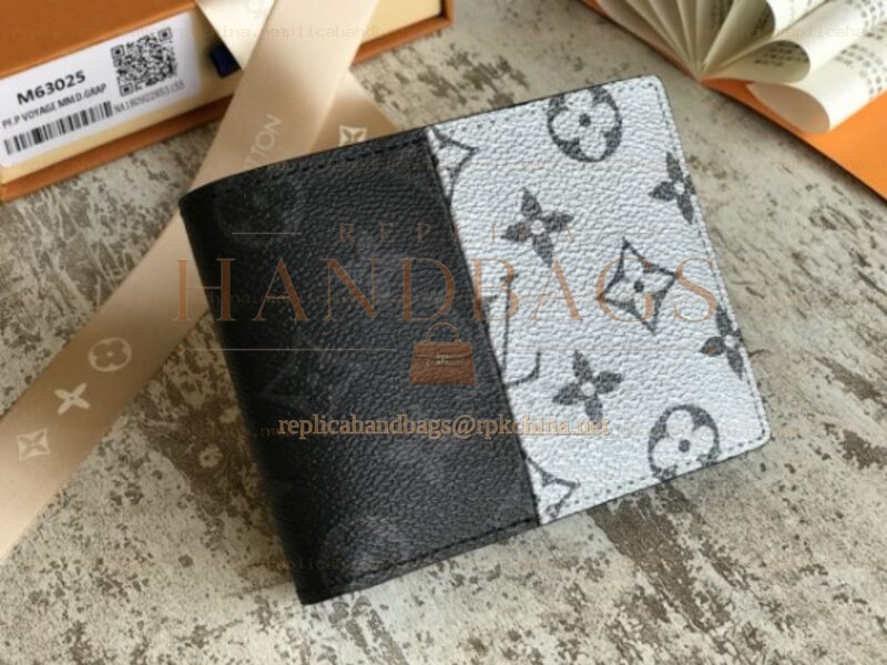 Replica Louis Vuitton Black White Monogram Split Multiple Wallet