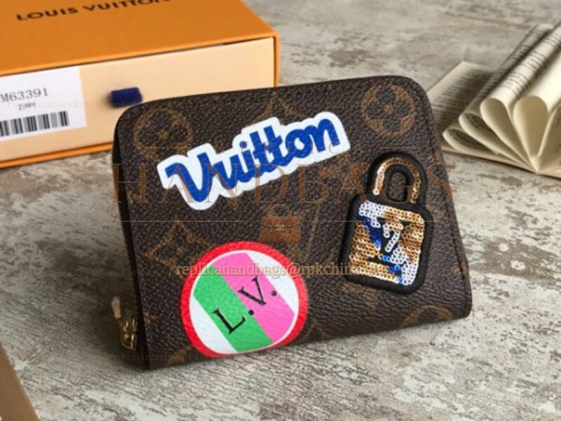 Replica Louis Vuitton Brown Monogram Travel Patch Zippy Coin Purse