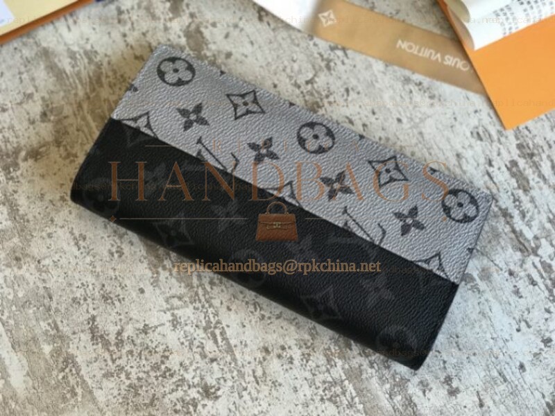 Replica Louis Vuitton Black White Monogram Split Brazza Wallet