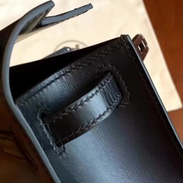Replica Hermes Black Kelly Pochette Palladium Hardware Bag