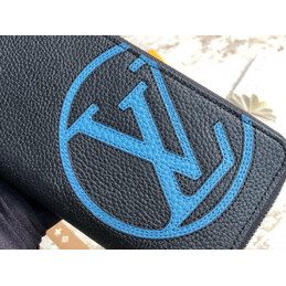 Replica Louis Vuitton Black Leather Blue LV Brazza Wallet