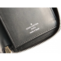 Replica Louis Vuitton Black Leather Blue LV Brazza Wallet