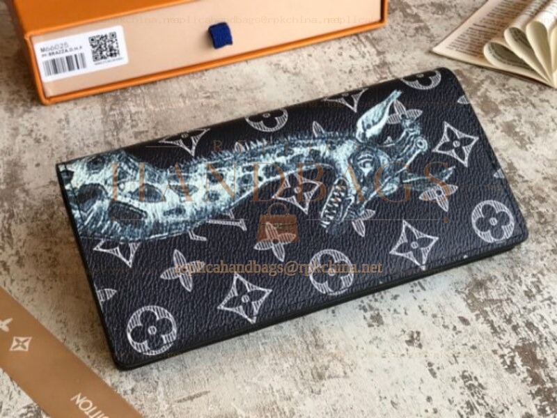 Replica Louis Vuitton Black Monogram Dragon Brazza Wallet