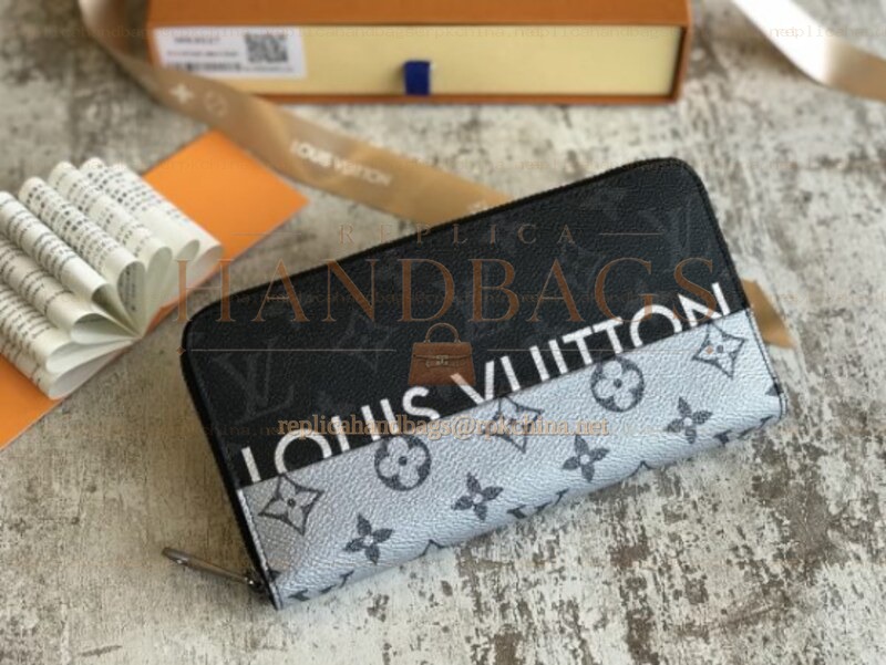 Replica Louis Vuitton Black White Monogram Louis Vuitton Zippy Organizer Wallet