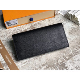 Replica Louis Vuitton Black Leather Blue LV Brazza Wallet - Style 2