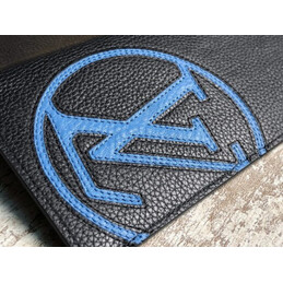 Replica Louis Vuitton Black Leather Blue LV Brazza Wallet - Style 2