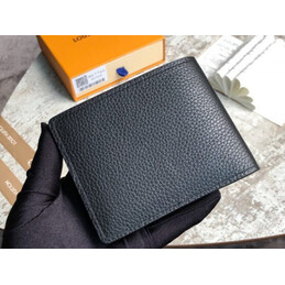 Replica Louis Vuitton Black Leather Blue LV Multiple Wallet