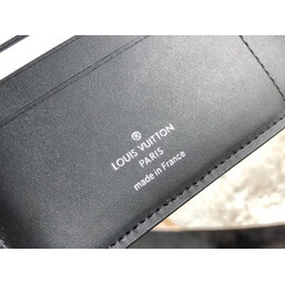 Replica Louis Vuitton Black Leather Blue LV Multiple Wallet