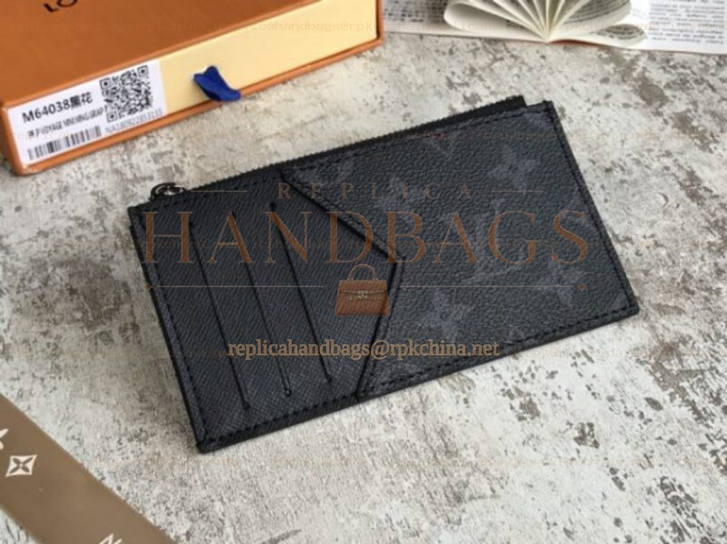 Replica Louis Vuitton Black Monogram Eclipse Coin Card Holder