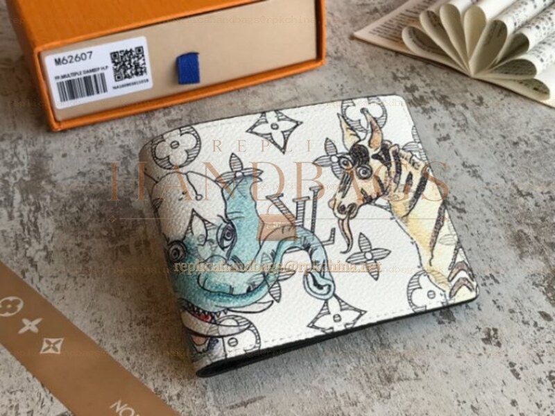 Replica Louis Vuitton White Monogram Cartoon Multiple Wallet