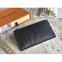 Replica Louis Vuitton Black Taiga Leather Coin Card Holder