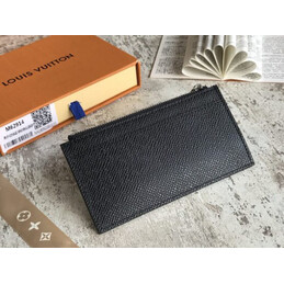Replica Louis Vuitton Black Taiga Leather Coin Card Holder