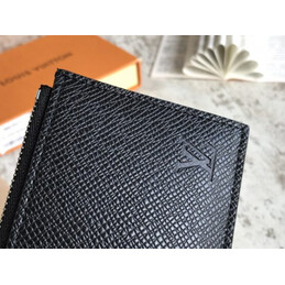 Replica Louis Vuitton Black Taiga Leather Coin Card Holder