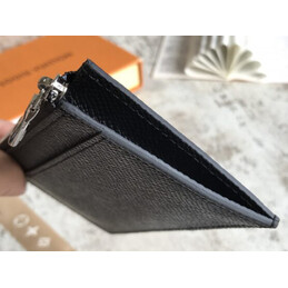 Replica Louis Vuitton Black Taiga Leather Coin Card Holder