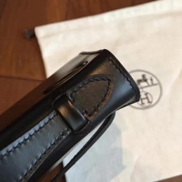 Replica Hermes Black Kelly Pochette Smooth Leather Palladium Hardware Bag