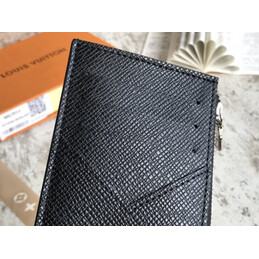 Replica Louis Vuitton Black Taiga Leather Coin Card Holder