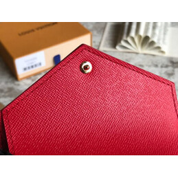 Replica Louis Vuitton Brown Damier Ebene Red Trim Victorine Wallet