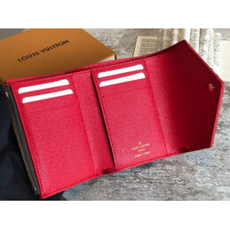 Replica Louis Vuitton Brown Damier Ebene Red Trim Victorine Wallet