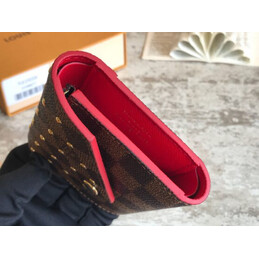 Replica Louis Vuitton Brown Damier Ebene Red Trim Victorine Wallet