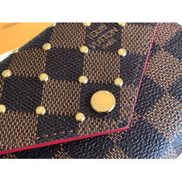 Replica Louis Vuitton Brown Damier Ebene Red Trim Victorine Wallet