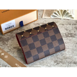 Replica Louis Vuitton Brown Damier Ebene Red Trim Victorine Wallet