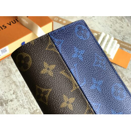 Replica Louis Vuitton Brown Blue Monogram Brazza Wallet