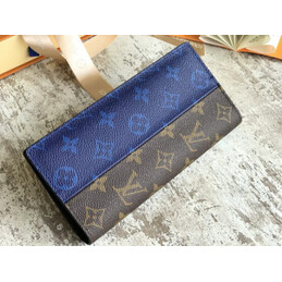 Replica Louis Vuitton Brown Blue Monogram Brazza Wallet