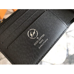 Replica Louis Vuitton Black Monogram Eclipse White Stripe Multiple Wallet