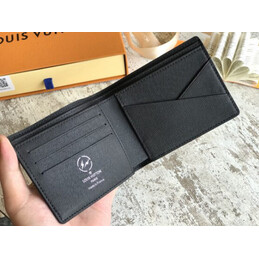 Replica Louis Vuitton Black Monogram Eclipse White Stripe Multiple Wallet