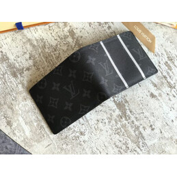 Replica Louis Vuitton Black Monogram Eclipse White Stripe Multiple Wallet
