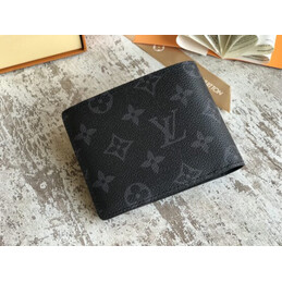 Replica Louis Vuitton Black Monogram Eclipse White Stripe Multiple Wallet