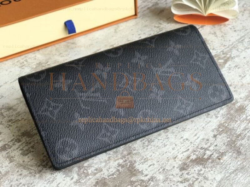 Replica Louis Vuitton Black Monogram Eclipse Brazza Wallet - Style 2
