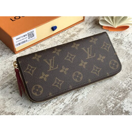 Replica Louis Vuitton Brown Monogram Burgundy Interior Zippy Wallet