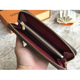 Replica Louis Vuitton Brown Monogram Burgundy Interior Zippy Wallet