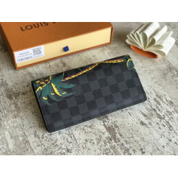 Replica Louis Vuitton Black Monogram Palm Tree Brazza Wallet