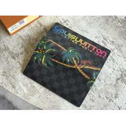 Replica Louis Vuitton Black Monogram Palm Tree Brazza Wallet