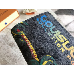 Replica Louis Vuitton Black Monogram Palm Tree Brazza Wallet
