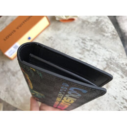 Replica Louis Vuitton Black Monogram Palm Tree Brazza Wallet