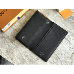 Replica Louis Vuitton Black Monogram Eclipse White Stripe Brazza Wallet