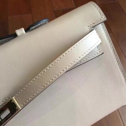 Replica Hermes Cream Kelly Cut Clutch Gold Hardware