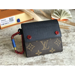 Replica Louis Vuitton Brown Monogram Compact Wallet With Carabiner