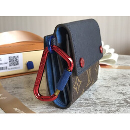 Replica Louis Vuitton Brown Monogram Compact Wallet With Carabiner