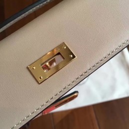 Replica Hermes Cream Kelly Cut Clutch Gold Hardware
