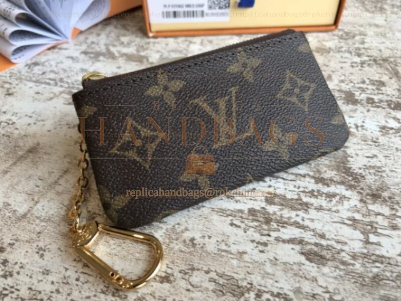 Replica Louis Vuitton Brown Monogram Chain Key Pouch