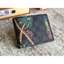 Replica Louis Vuitton Black Monogram Palm Tree Multiple Wallet