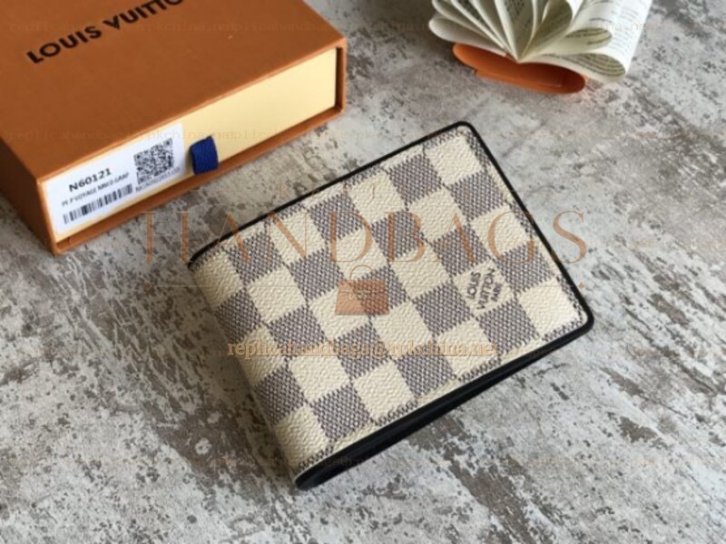 Replica Louis Vuitton White Damier Azur Multiple Wallet