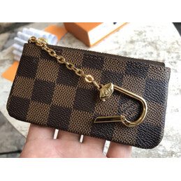 Replica Louis Vuitton Brown Damier Ebene Chain Key Pouch
