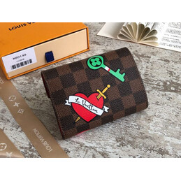 Replica Louis Vuitton Brown Damier Ebene Patch Victorine Wallet