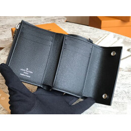 Replica Louis Vuitton Black Monogram Supreme Rivets Chain Compact Wallet